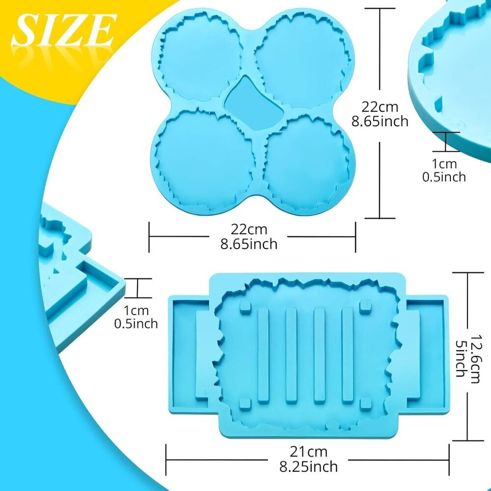 2 Pieces Coaster Resin Molds Set Coaster Stand Silicone Cup Mat Epoxy Resin Cast - Picture 2 of 7